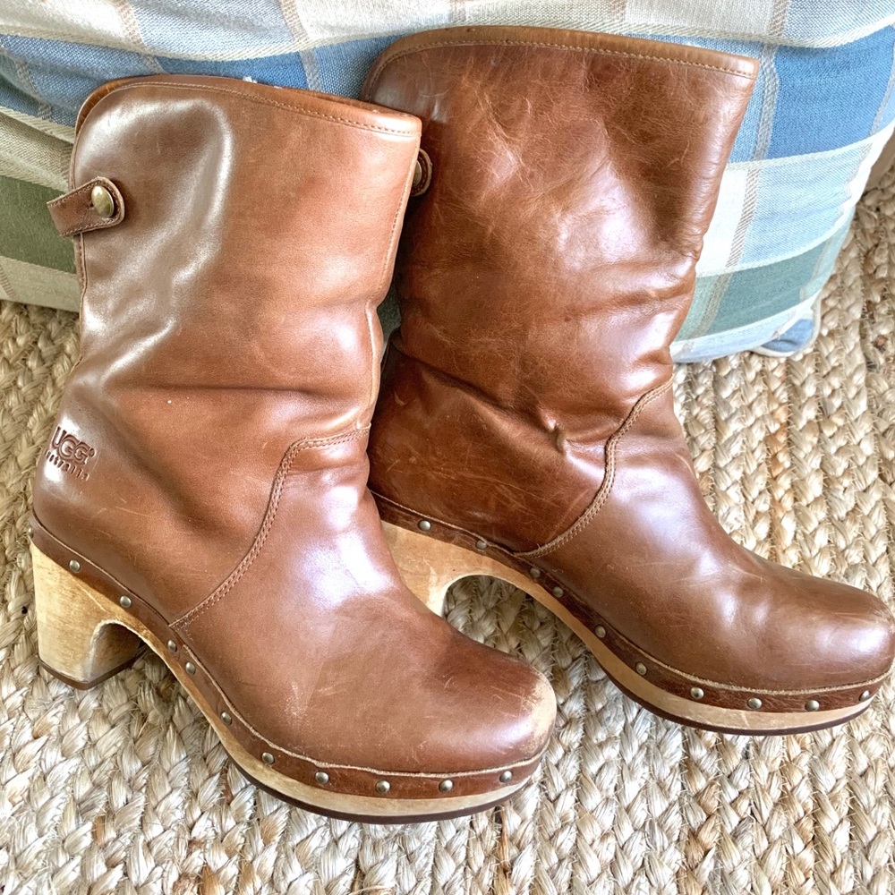 UGG Australia Low Block Heel Clogs Meet Boots